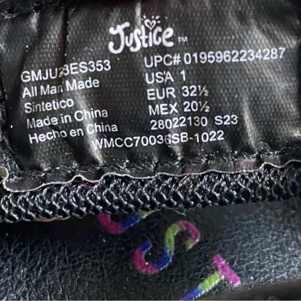Justice Sandal’s Shoes Girls‎ Size 1 Velcro Strap Black New With Tags Chains